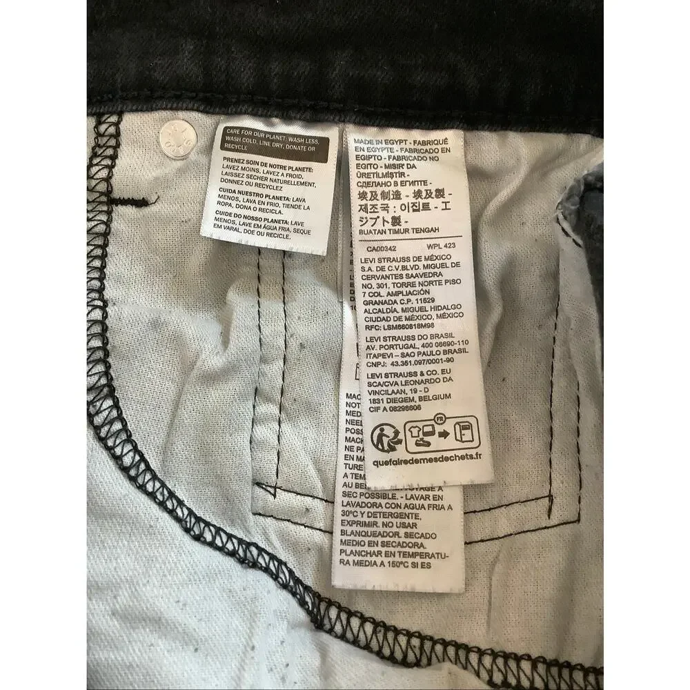 Levis 505 Mens 40x32 Black Regular Straight Leg Jeans Classic Streetwear T4-2